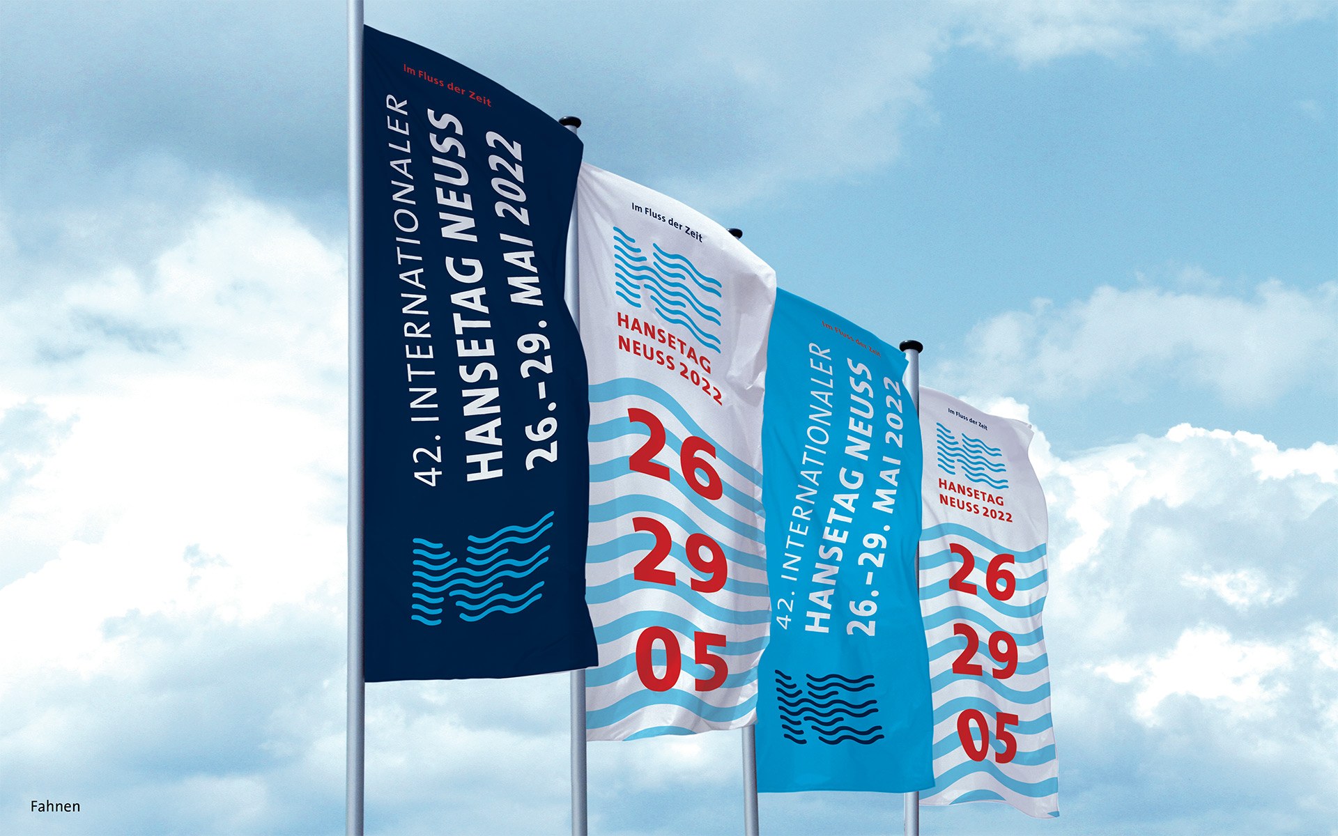 Corporate Design des 42. Internationalen Hansetags 2022 in Neuss: Fahnen