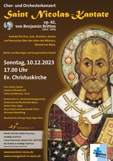 Der Kinder- und Jugendchor der Musikschule ist in der Kantate „Saint Nicolas“ von Benjamin Britten (1913-1976) zu hören.