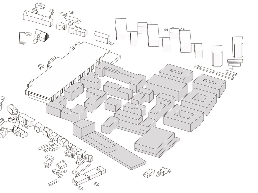 Vereinfachtes Computermodell des Quartiers.