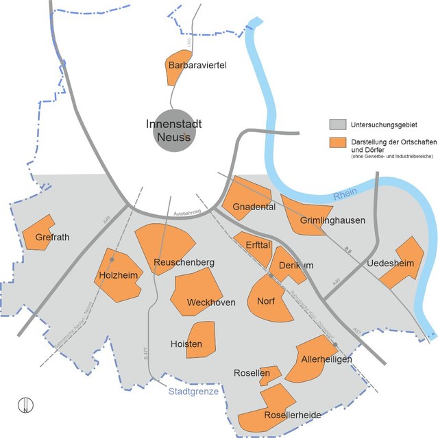 Lageplan der Ortsmittelpunkte