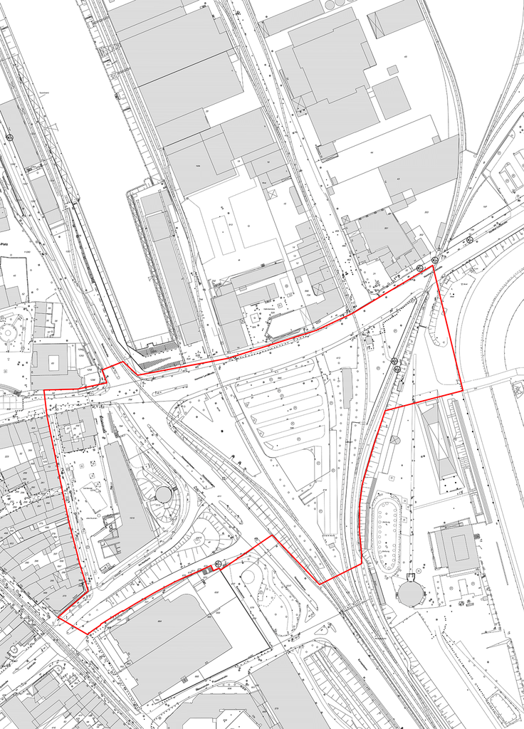 Kartenausschnitt mit dem Wendersplatz und den Grenzen des Wettbewerbsgebiets