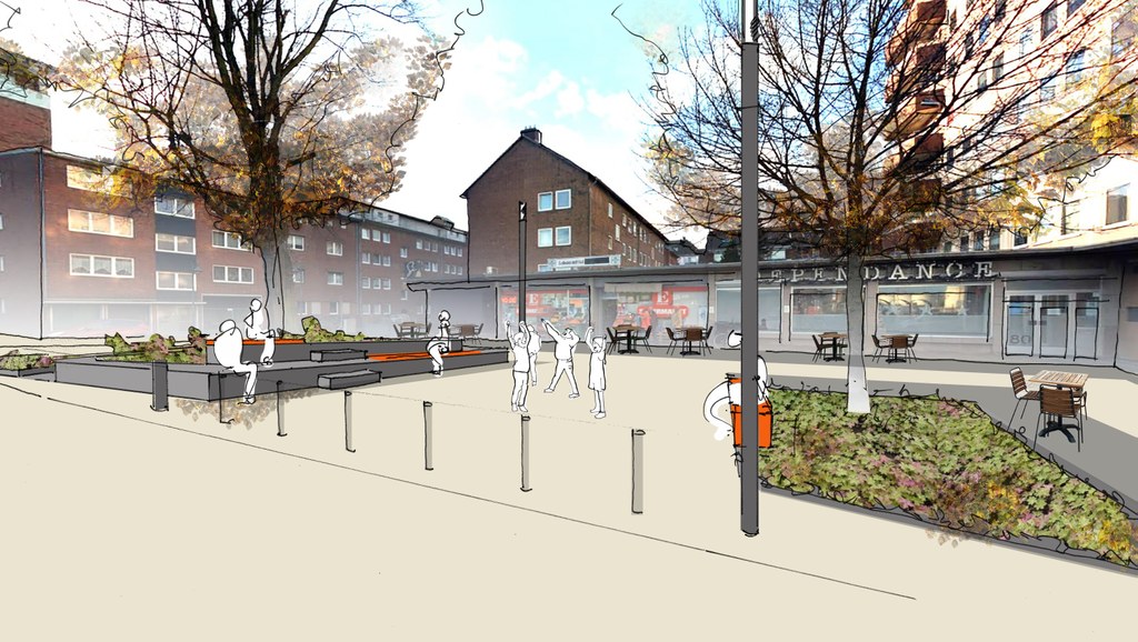 Collage des Platzes an der Düsseldorfer Straße, Quelle: Stadt Neuss